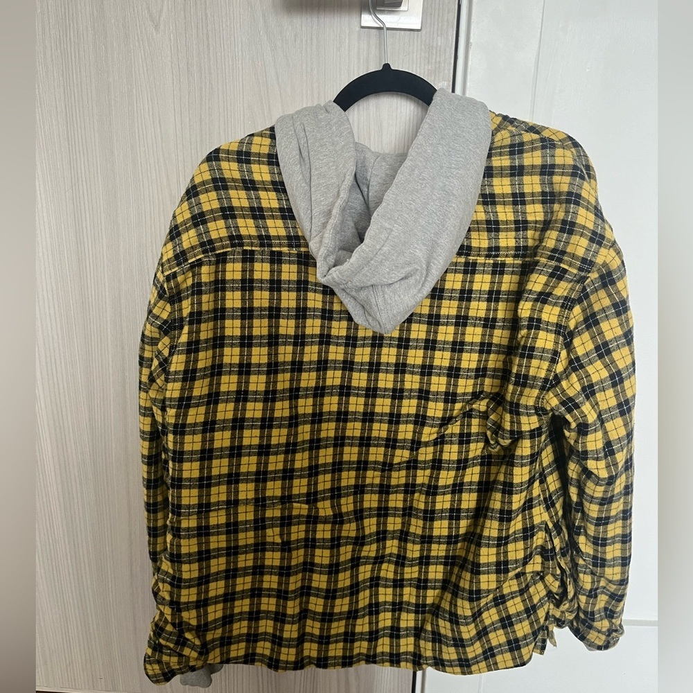 Urban Outfitters yellow plaid hoodie zip up jacket, size small - Picture 2 of 3